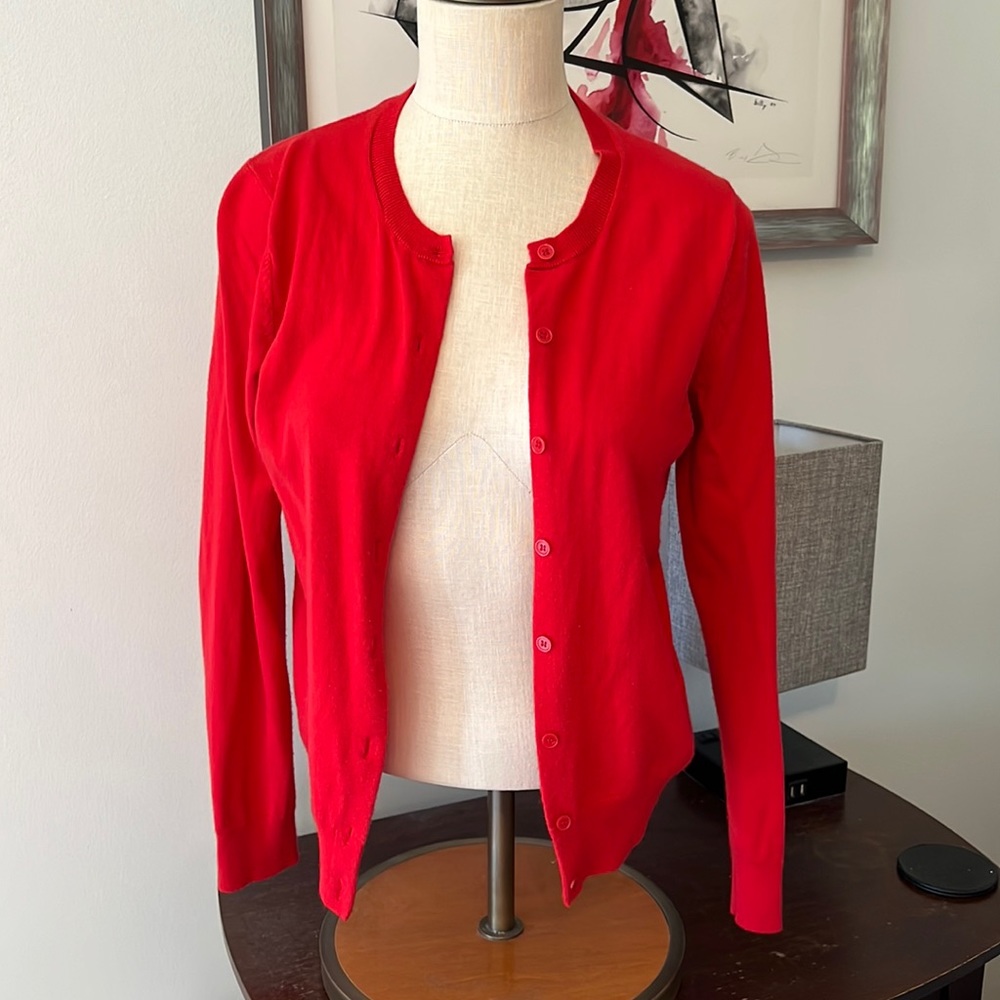 Loft soft thin red cardigan, size S